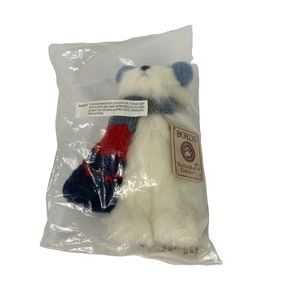 Boyds Bear Winter Bear Plush The Head Bean Collection White Bear Blue Scarf NWT